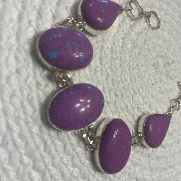 Beautiful MOSAIC JASPER Handmade Sterling 925 Bracelet #334D - Picture 3 of 3